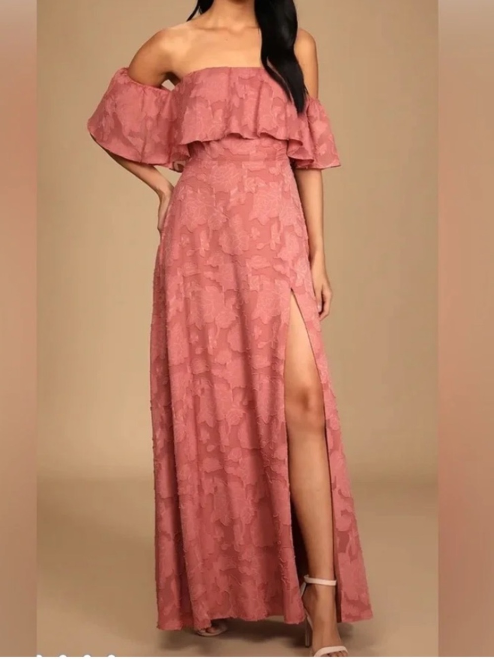 Lulu's Mauve Lace Sleeveless Maxi Dress